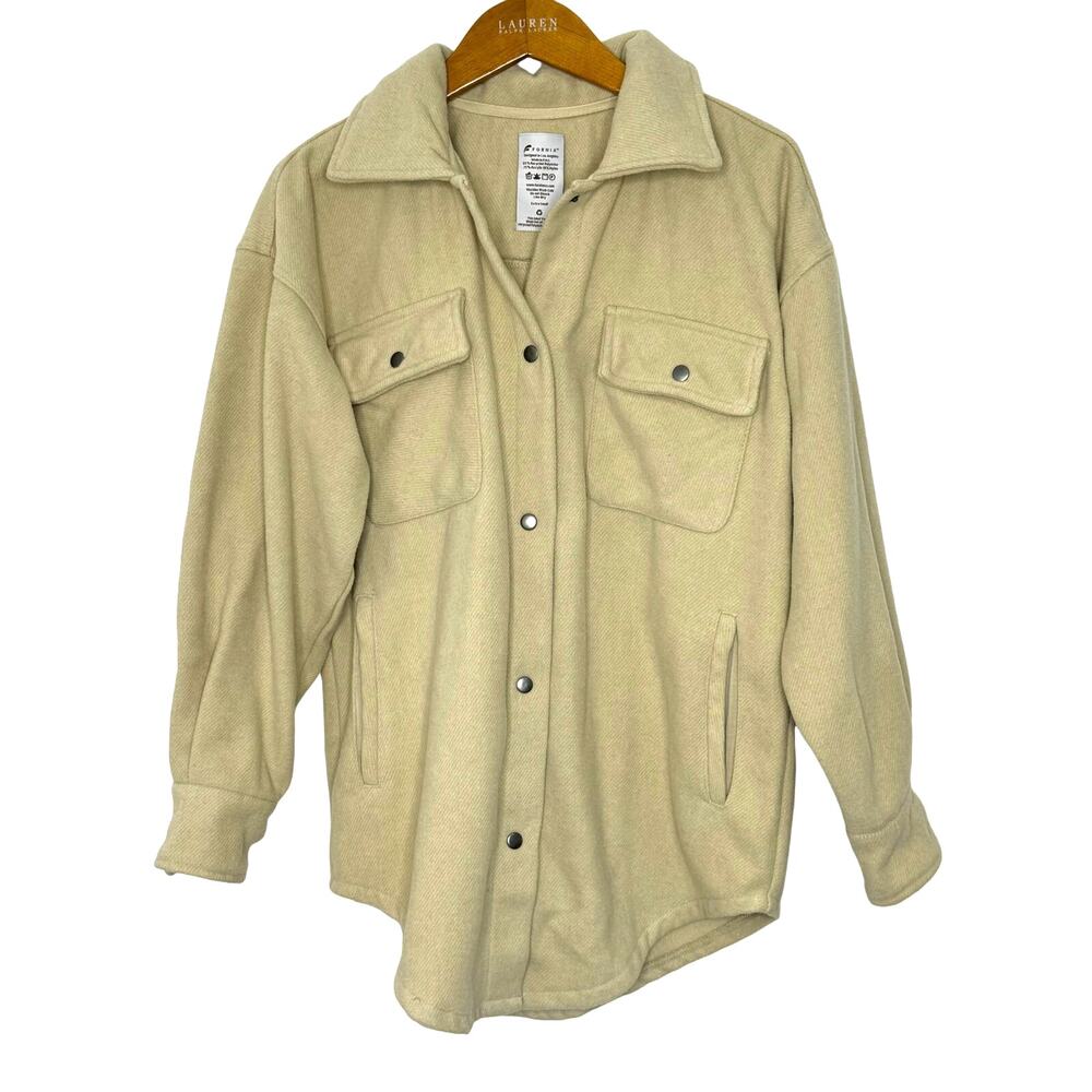 Fornia Jacquard Boyfriend Shacket Women's XS Cream